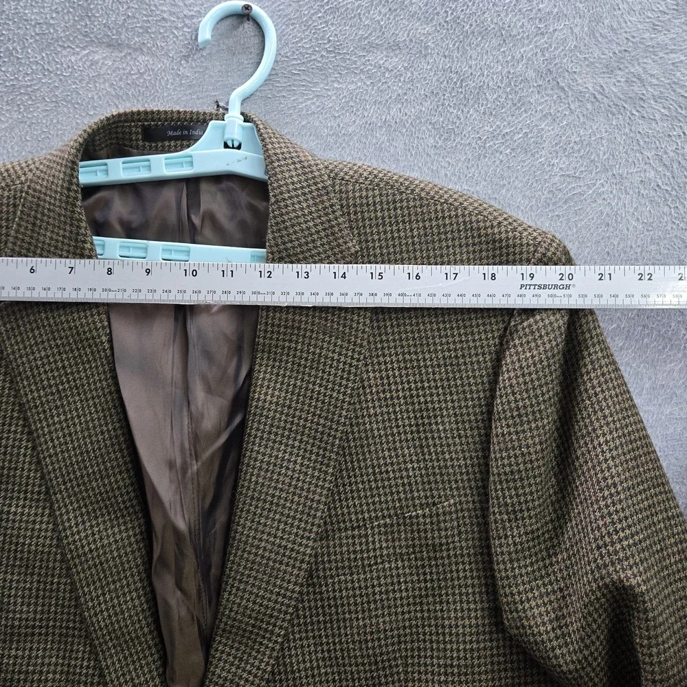 VINTAGE Lauren Ralph‎ Men Blazer 46L Brown Wool Houndstooth 2 Button 90s